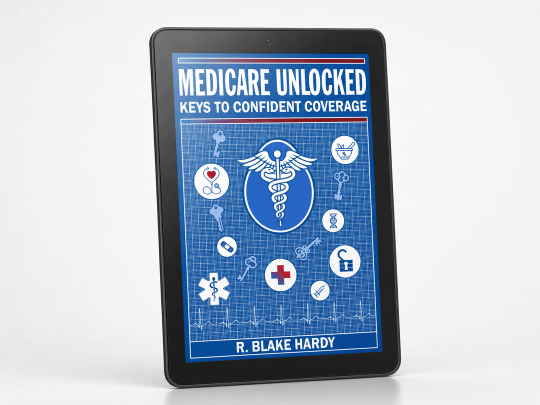 Medicare Unlocked book shown on a tablet and e-reader